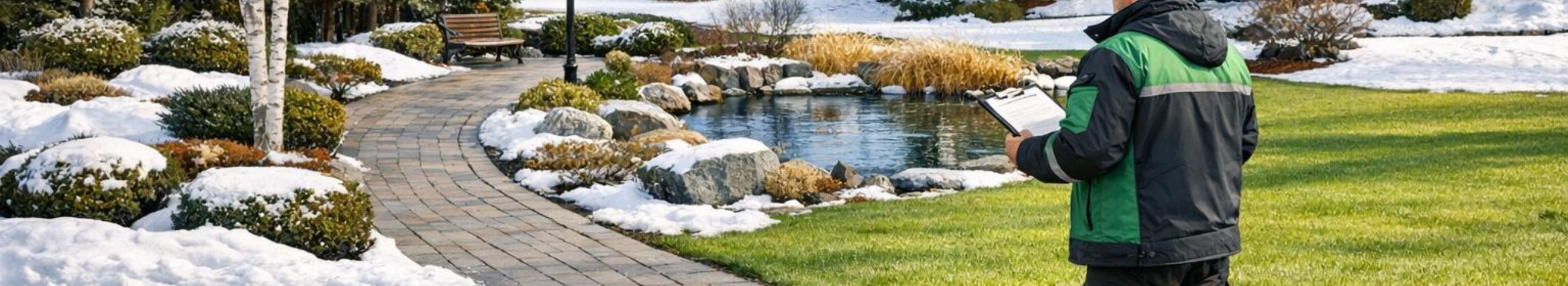 Current maintenance and maintenance of real estate, Maintenance of green areas and parks, Snow harvesting and pushing, Ice and slippery control, Regular inspection and maintenance circuits, Sanding and salting, Cleaning of roads and sites, lawn mowing, Cutting hedges and bushes, planting and plant maintenance