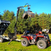 KREISI METALL OÜ - Vahva Jussi is a timber or logging trailer with hydraulic crane. Small scale forestry machines used by ATVs, UTVs and smaller tractors. Brands used are Polaris, Honda, CF MOTO, CanAm and smaller tractors like Kubota, John Deere, Belarus and Antonio Carrera.