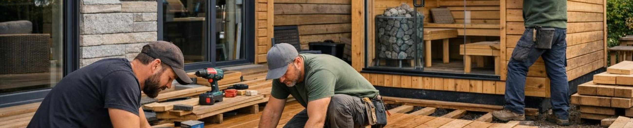 The local team in Rae County performs terraces, saunas, facades, gardens and general construction keys by hand or subcontracting. The work is covered by a two-year guarantee.