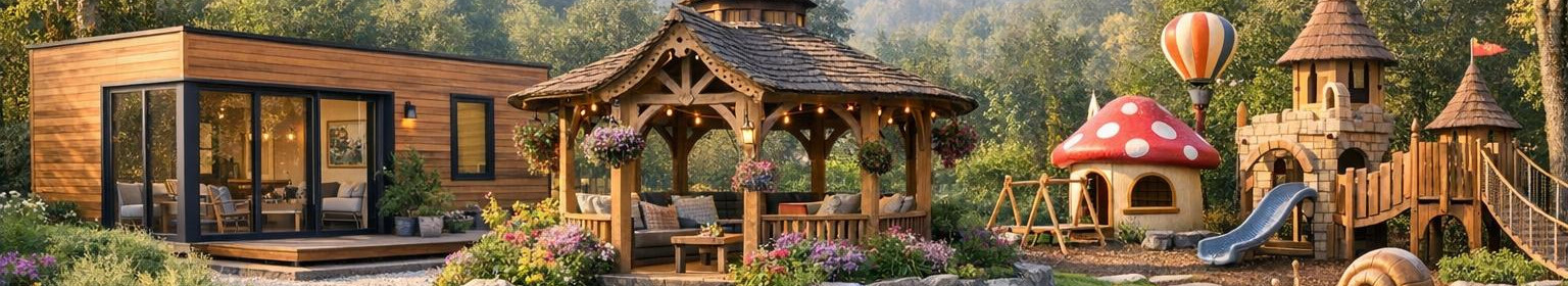 We design and produce energy-efficient CLT elemental and modular houses, thematic playgrounds and diverse garden houses and pavilions. Solutions provide comfort, security and creative user experience throughout the year.