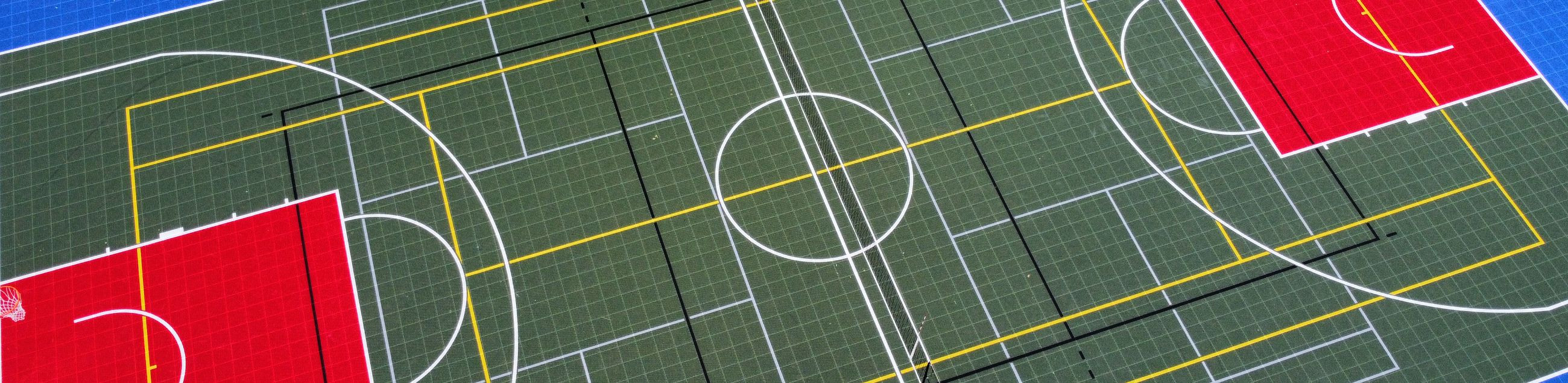 Special construction works, sport courts construction, sport surfaces, Coatings, Installation, Construction of fences, plastic tiles, Sport Court PowerGame Plus, hybrid clay courts, lines marking