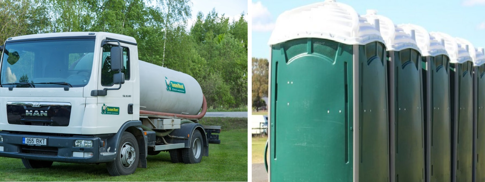 TOMMIRENT OÜ - transport of waste, Waste management, outdoor toilet, Trailer with two outdoor toilets, Sealing the outdoo...