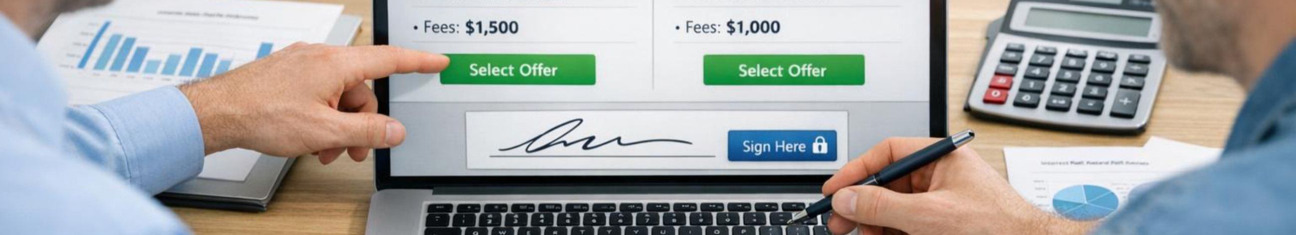 Esita üks tasuta taotlus ja saa mitme laenuandja personaalsed pakkumised kiiresti — sageli esimene pakkumine alla tunni. Võrdle intresse, kuumakseid ja tingimusi ning allkirjasta digitaalselt.