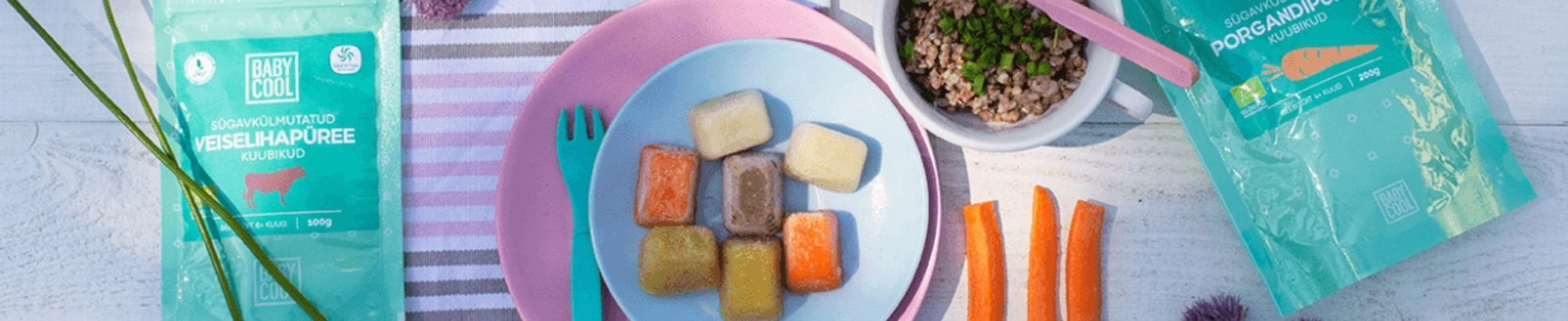 100% organic, food-free frozen purée cubes retain vitamins and allow for self-control of the composition. Buy in e-shop or shops all over Estonia.