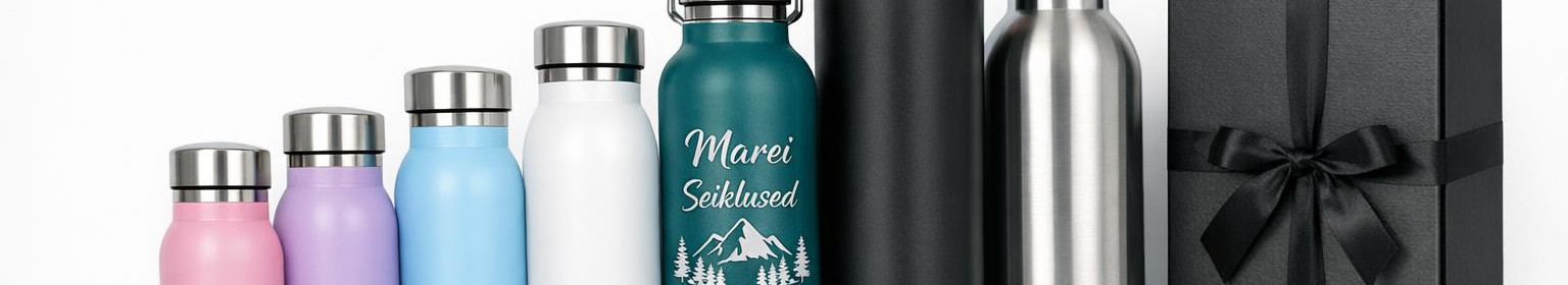 Soodsad 350ml ja 1000ml termopudelid, koos nimegraveeringu, varukorkide ja kinkepakendiga. Ostke veebist kiiresti ja lihtsalt.