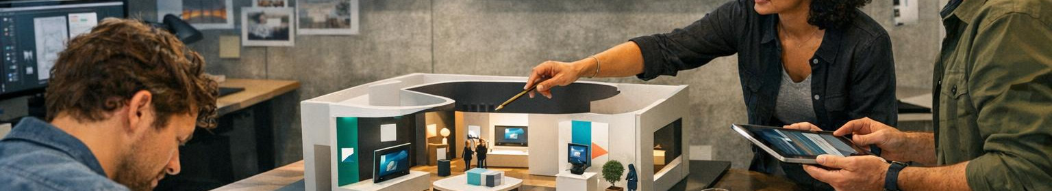 We offer integrated designs to create brand, digital and spatial experience from concept to prototype. We strengthen business results and visitor experience through a coherent vision and interaction.