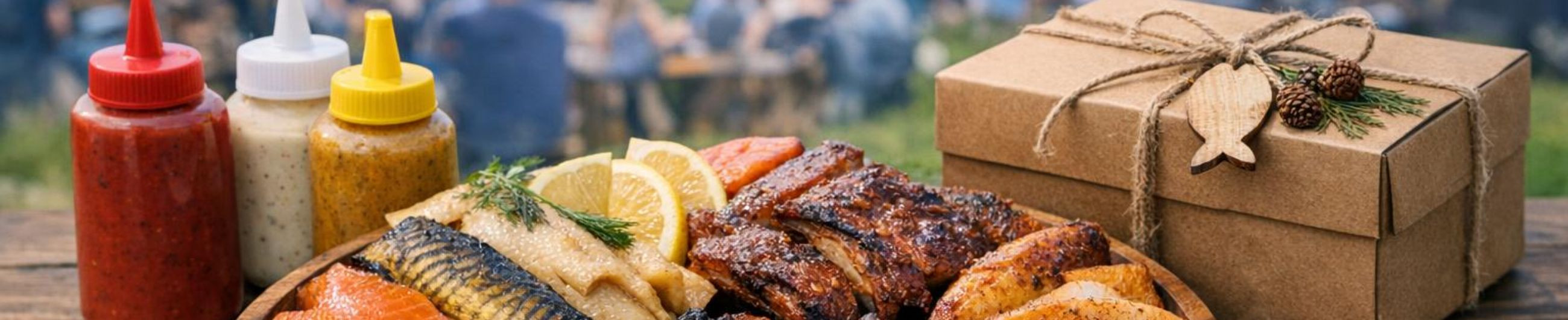 We offer handmade smoked meat, fish and poultry meat. In the summer, we serve hot BBQ at festivals and offer seasonal gift boxes and home sauces.