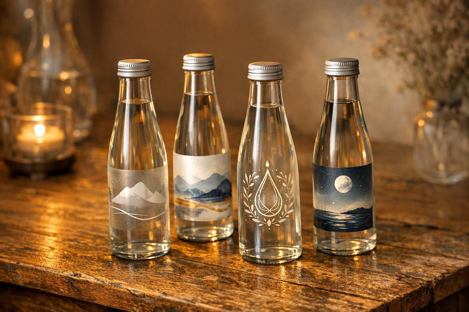 Stylish 0,33 L glass bottle that speaks brand language    0,33 L glass offers a short and luxurious presentation for a drink or cosmetics that is ideal for prem