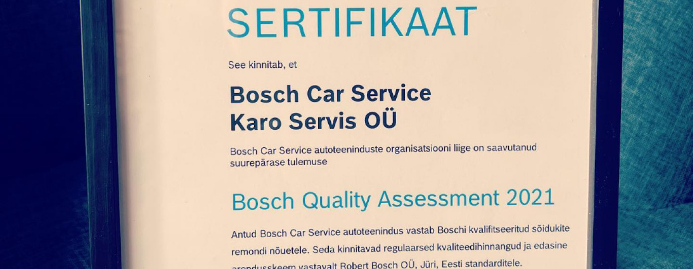 Bosch car service keti liikmed läbivad pidevaid sõltumatute osapoolte läbi viidud teste, et tagada teenuste lâbipaistvus ja kvaliteet.Viimasel testil tuli klien