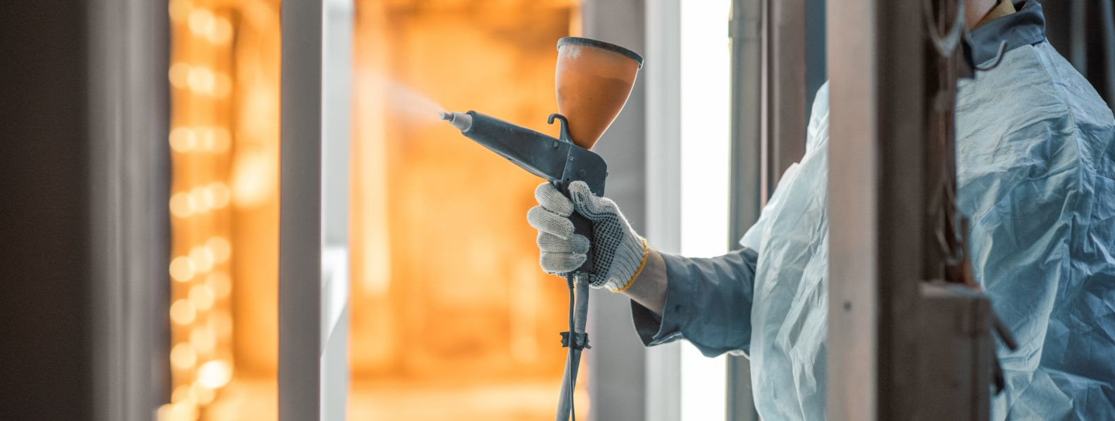 Powder coating is a dry finishing process where a powder material is electrostatically applied to a surface and then cured under heat to form a skin-like coatin
