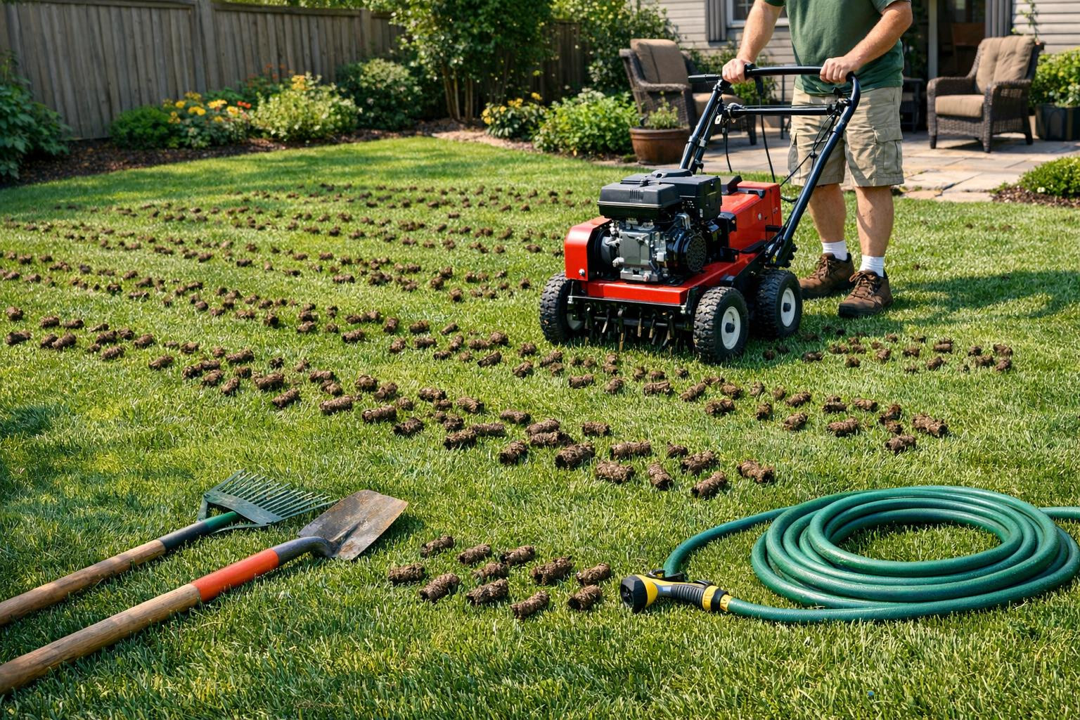 Lawn aeration is a process that involves creating small holes in the soil to allow air, water, and nutrients to penetrate the grass roots. This helps the roots 