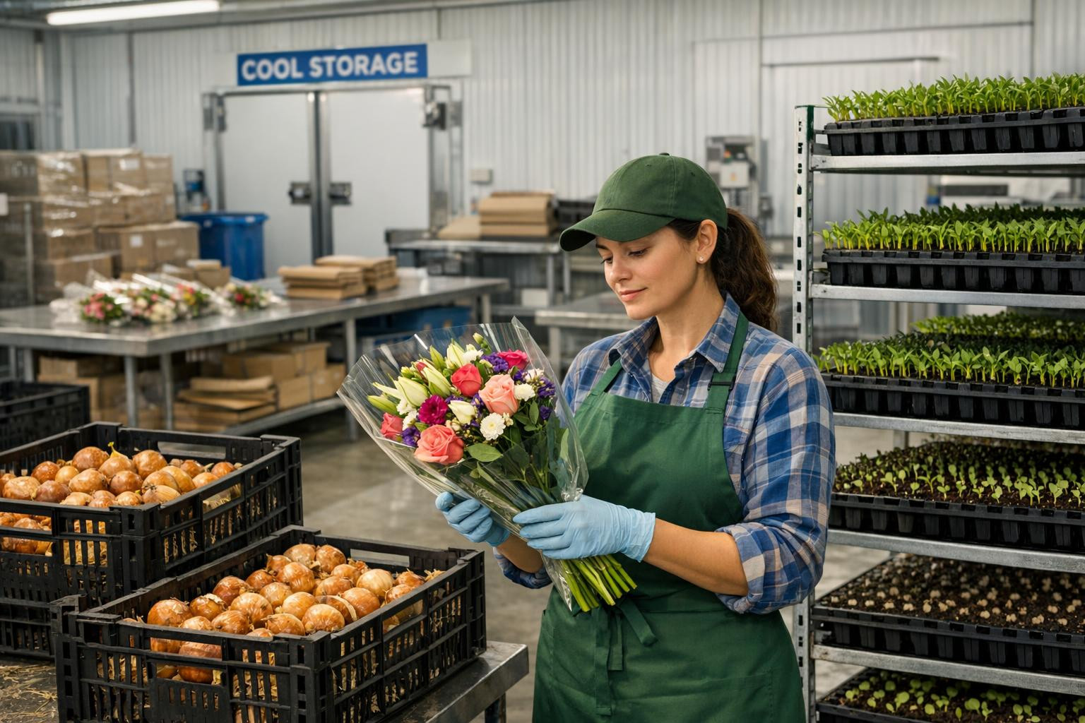 Freshness, durability and reliability  - high-quality cut flowers and onions carefully managed from seed sowing to harvest and packed and stored in optimal cond