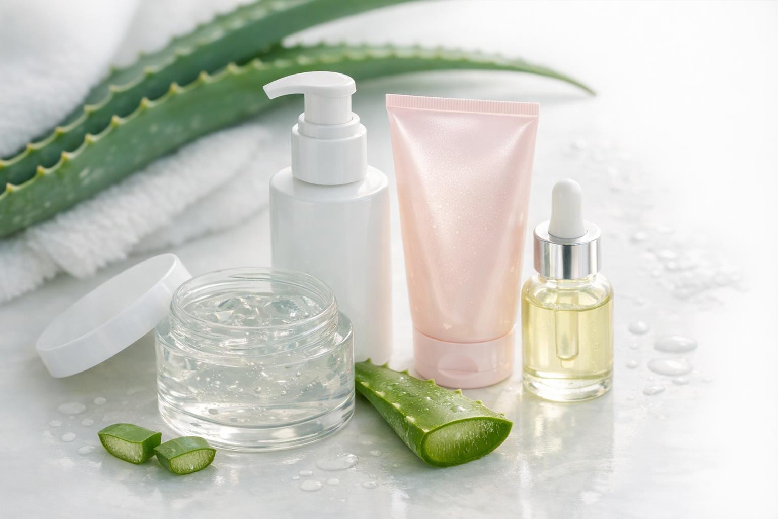 Aloe vera-based cleansing agents, tonics and creams restore and ...