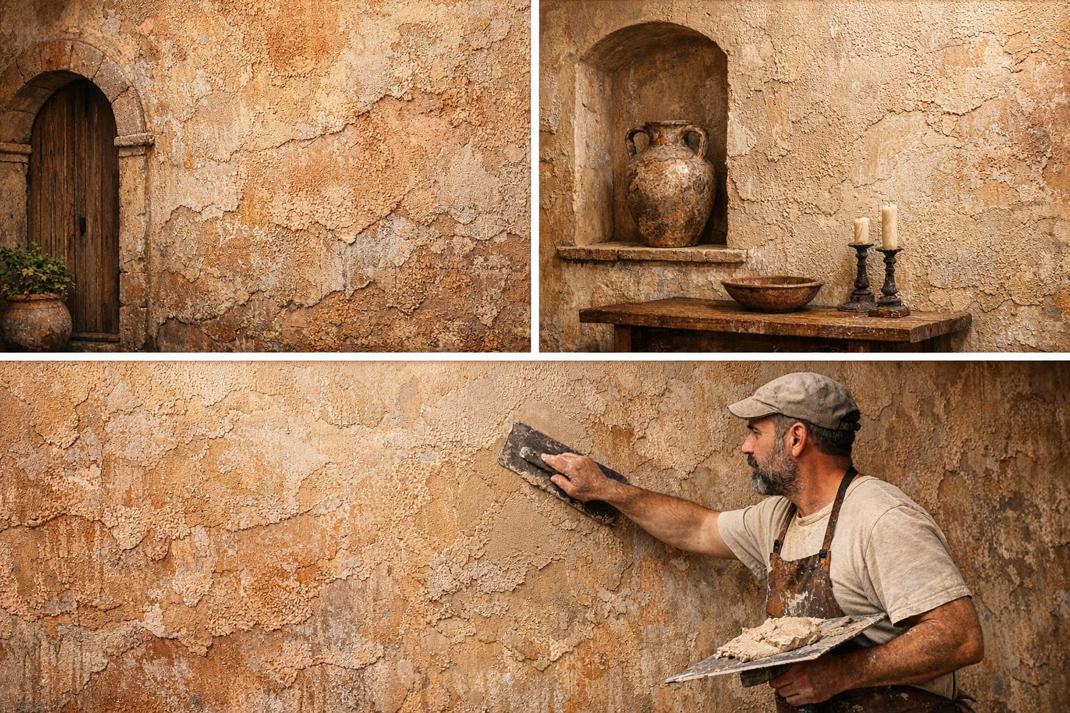 The antique plaster is an antique ornamental plaster that creates a warm texture, visual depth and clear characteristic of the space. Suitable for both renovati