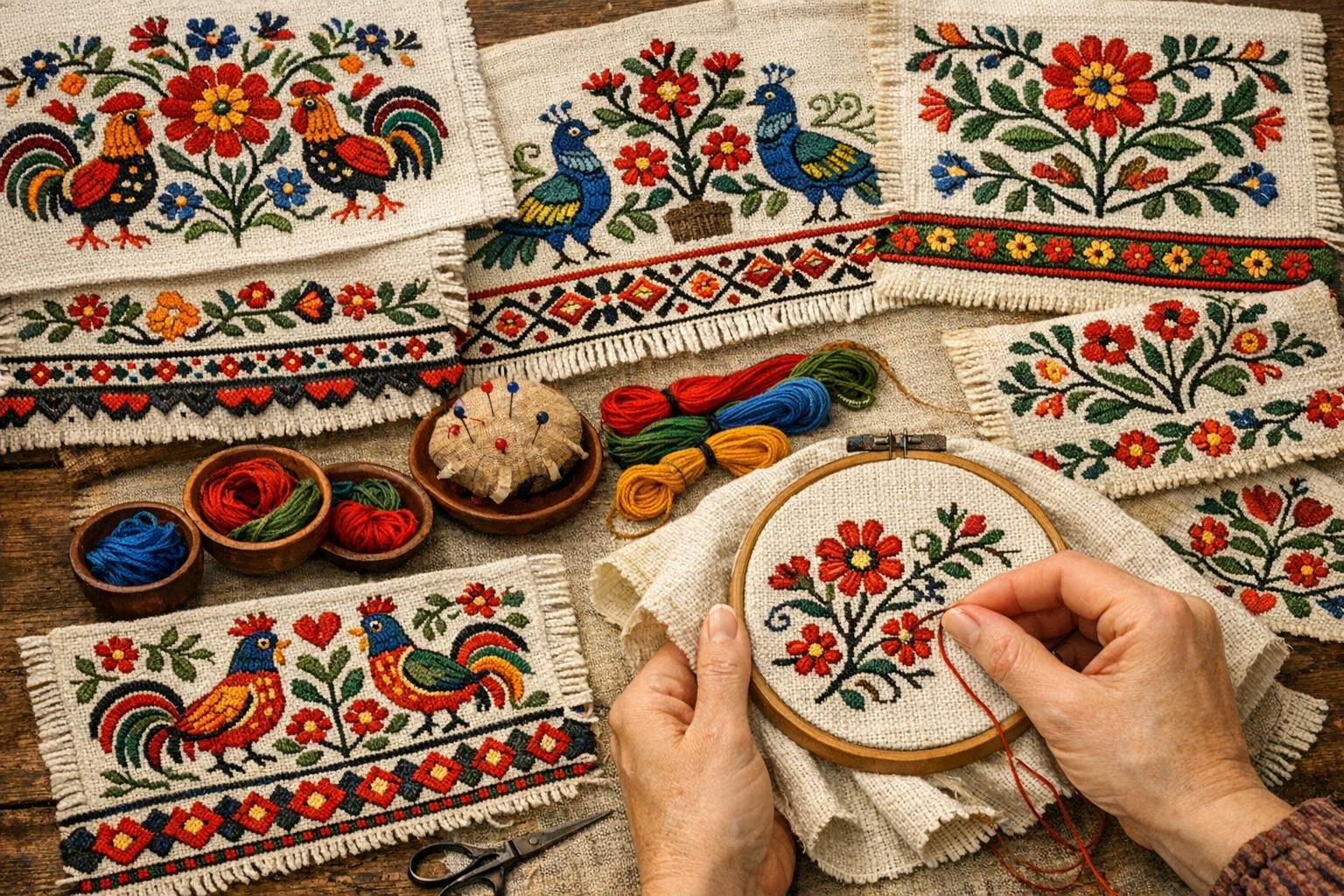 Authentic patterns of national embroidery  bring together centuries of heritage and modern craftsmanship to create unique folk fabrics and accessories. Each pat