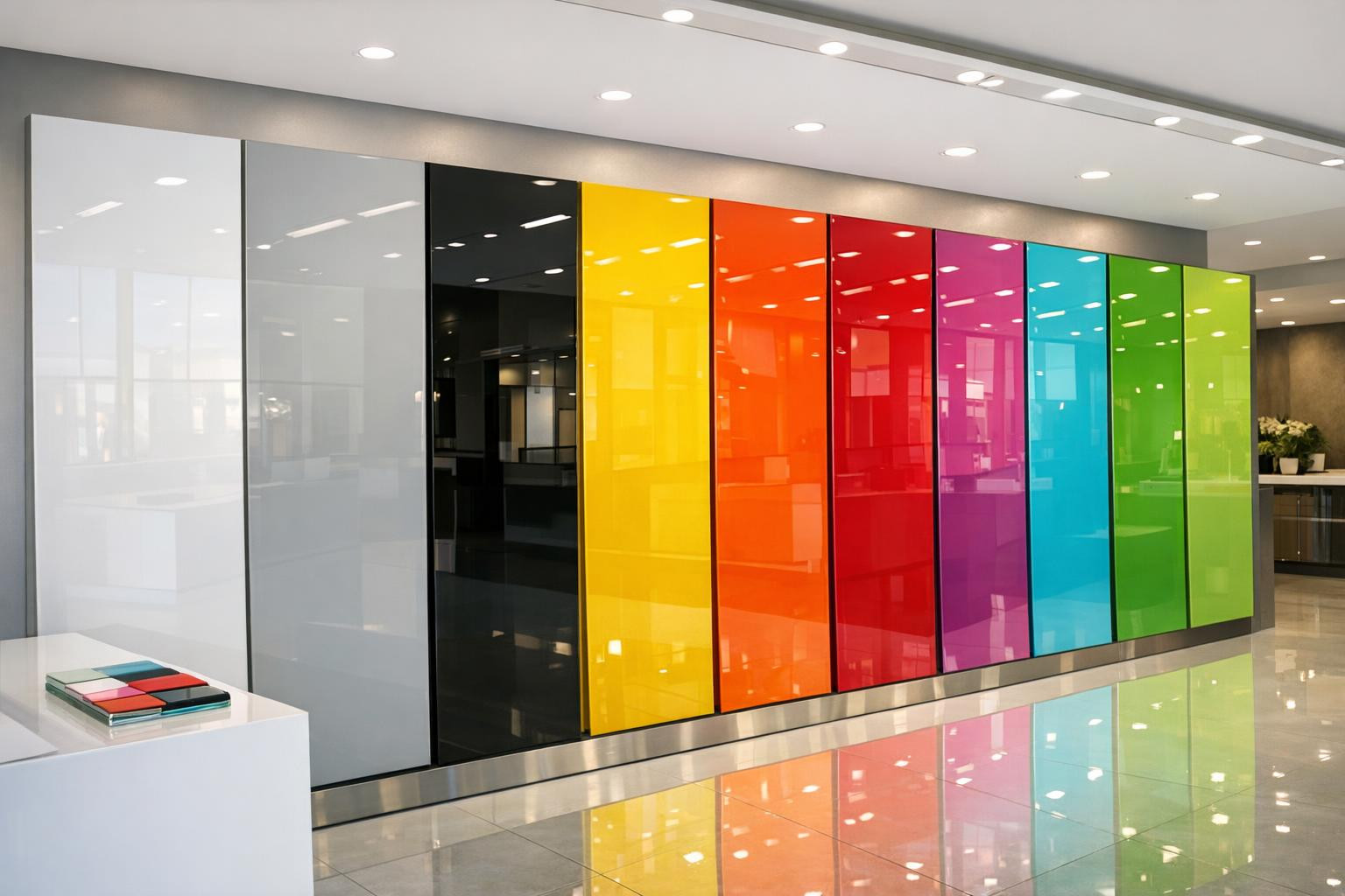 What does background coloured glass offer?   <  background coloured glass  combines the accuracy of the paint and the durability of the glass by creating a u