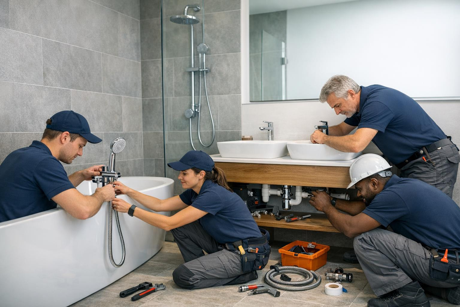 Full solutions for bathroom installation  bring together technical precision and well thought-out design to ensure long-term reliability and aesthetic results. 
