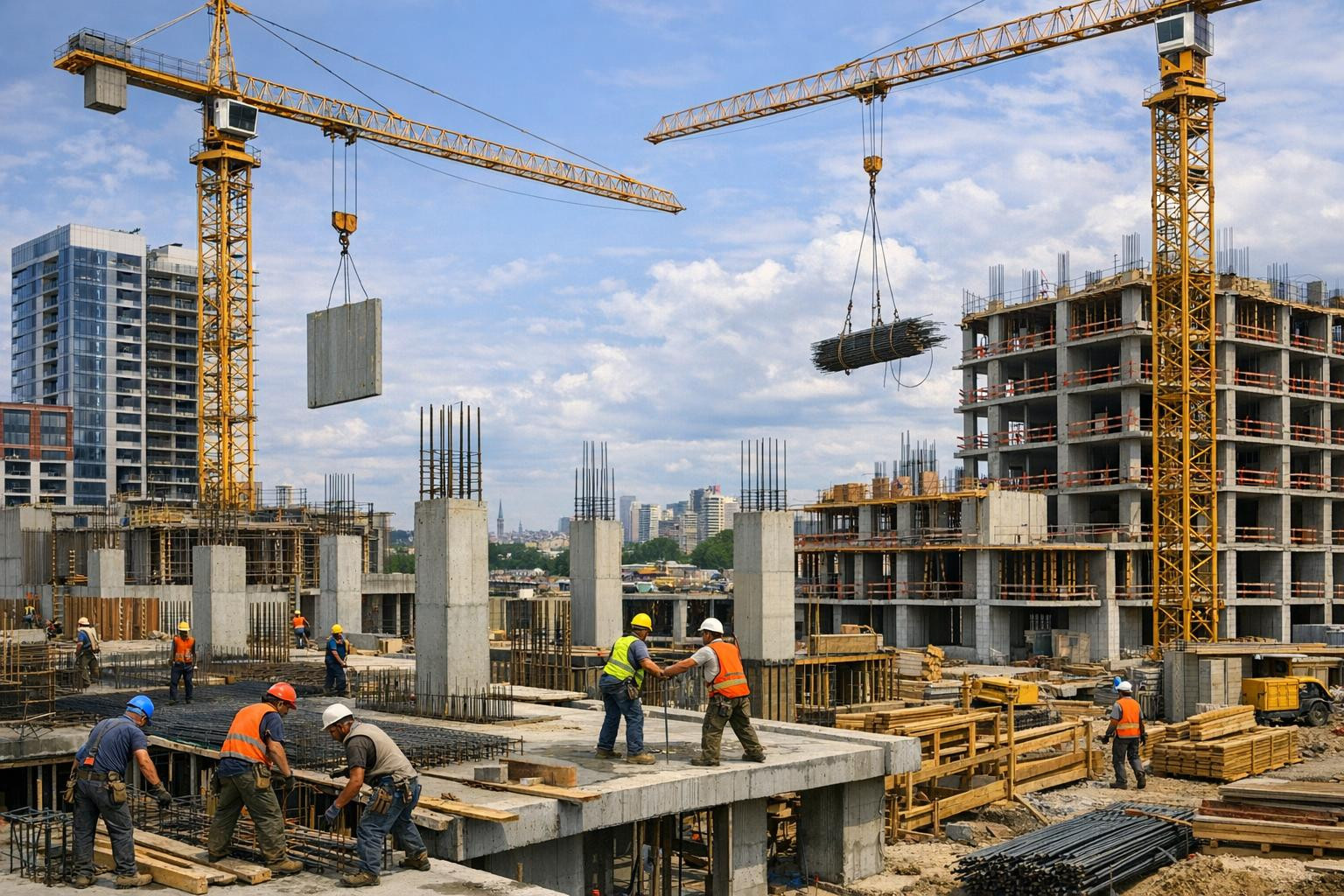 The construction of buildings  combines engineering knowledge, design and precise construction work in order to bring residential and commercial building constr