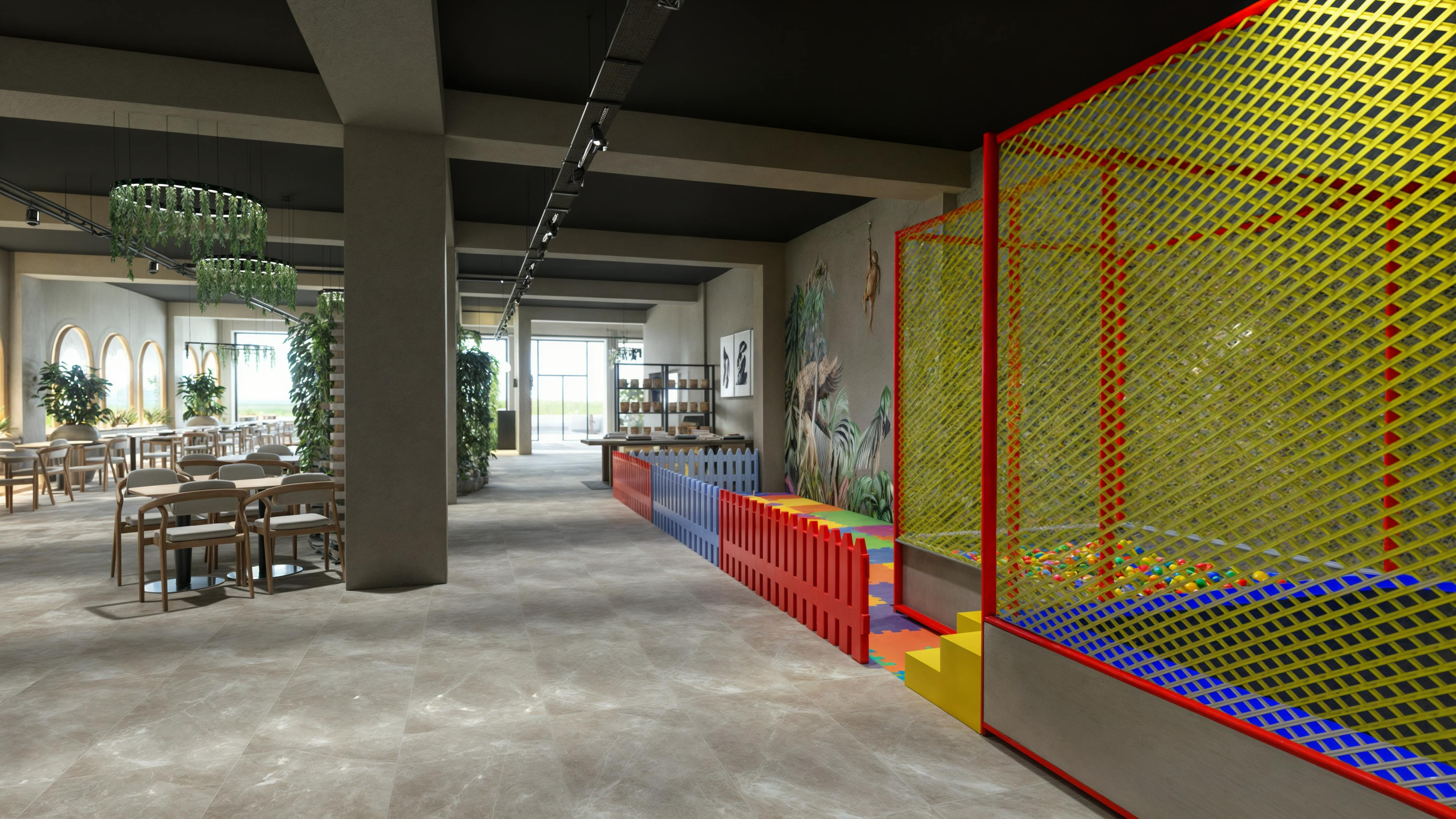 Family-centred dining, where everyone feels well    Family-family restaurant combines comfort and fun: parents can enjoy meals while children play in a safe   c