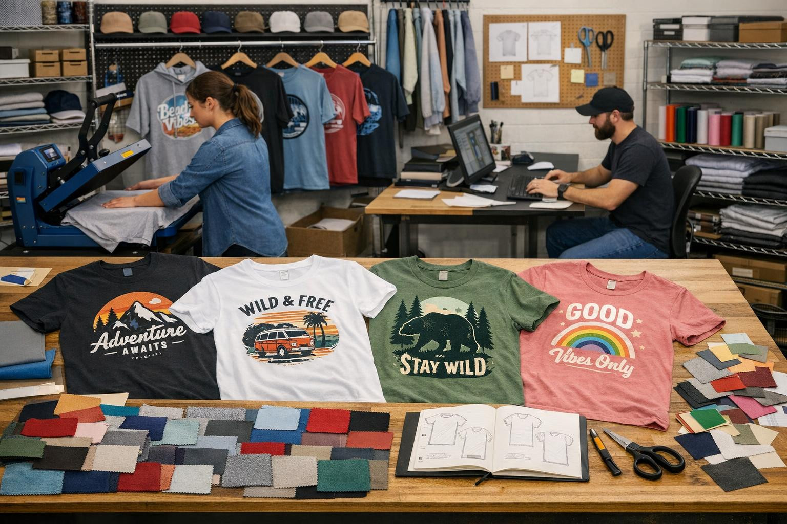 Personal studio print for clothing printing and small tirage of souvenirs     Studio-based clothing printing  combines the precision of crafts and the flexibili
