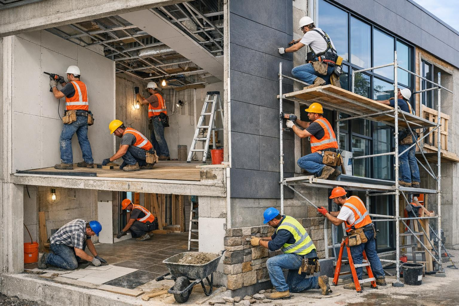 Full construction and finishing solution   combines style, durability and practicality to make rooms more comfortable and valuable. Services include both intern