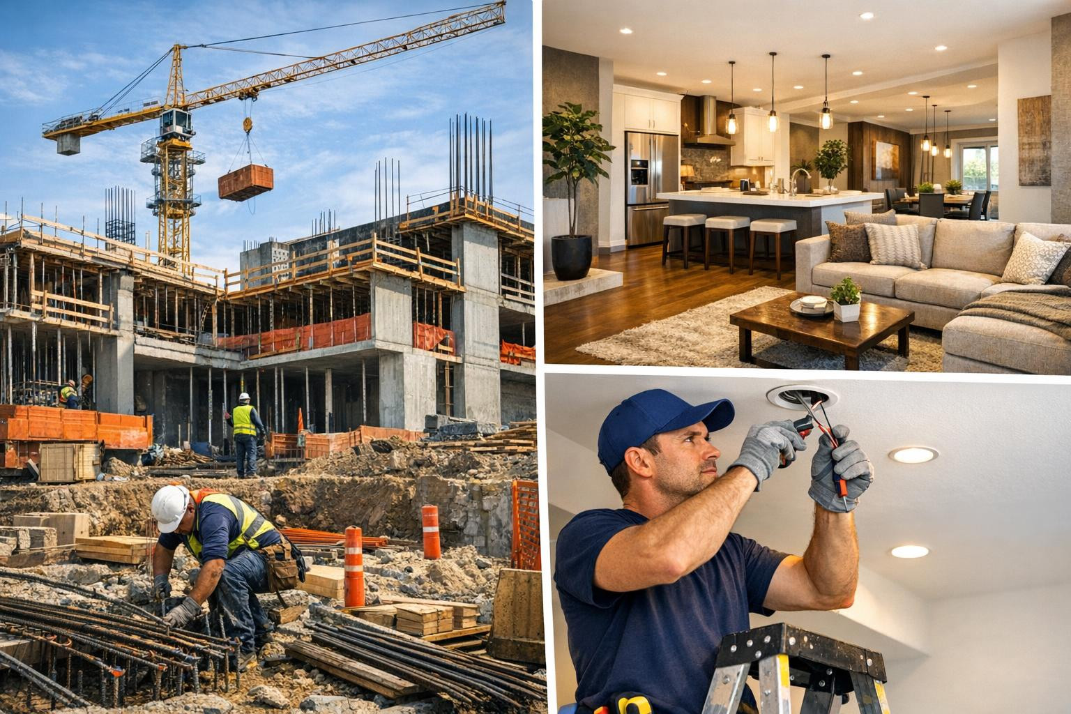 Full services in construction   bring together a common, well thought-out process for electrical installation of building, renovation, finishing and constructio