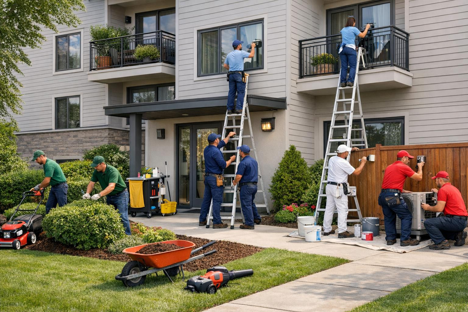 All real estate life cycle - safe and unprotected maintenance    < Complete real estate maintenance   combines planned maintenance, professional cleaning ser