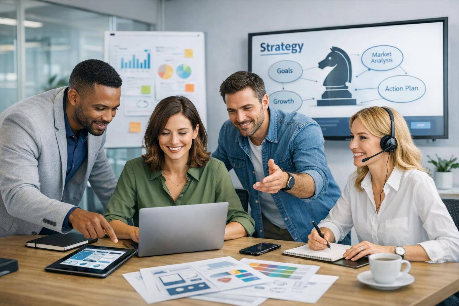 Complete business building consisting of strategy, digital development and sustainable support  Complete business solutions combine a clear business strategy, u