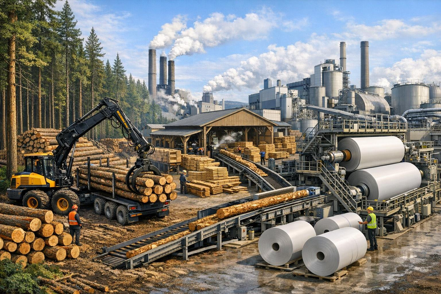 Full supply chain from forest management to finished product     The solution focuses on the whole process:  from the preparation of wood raw materials and fore