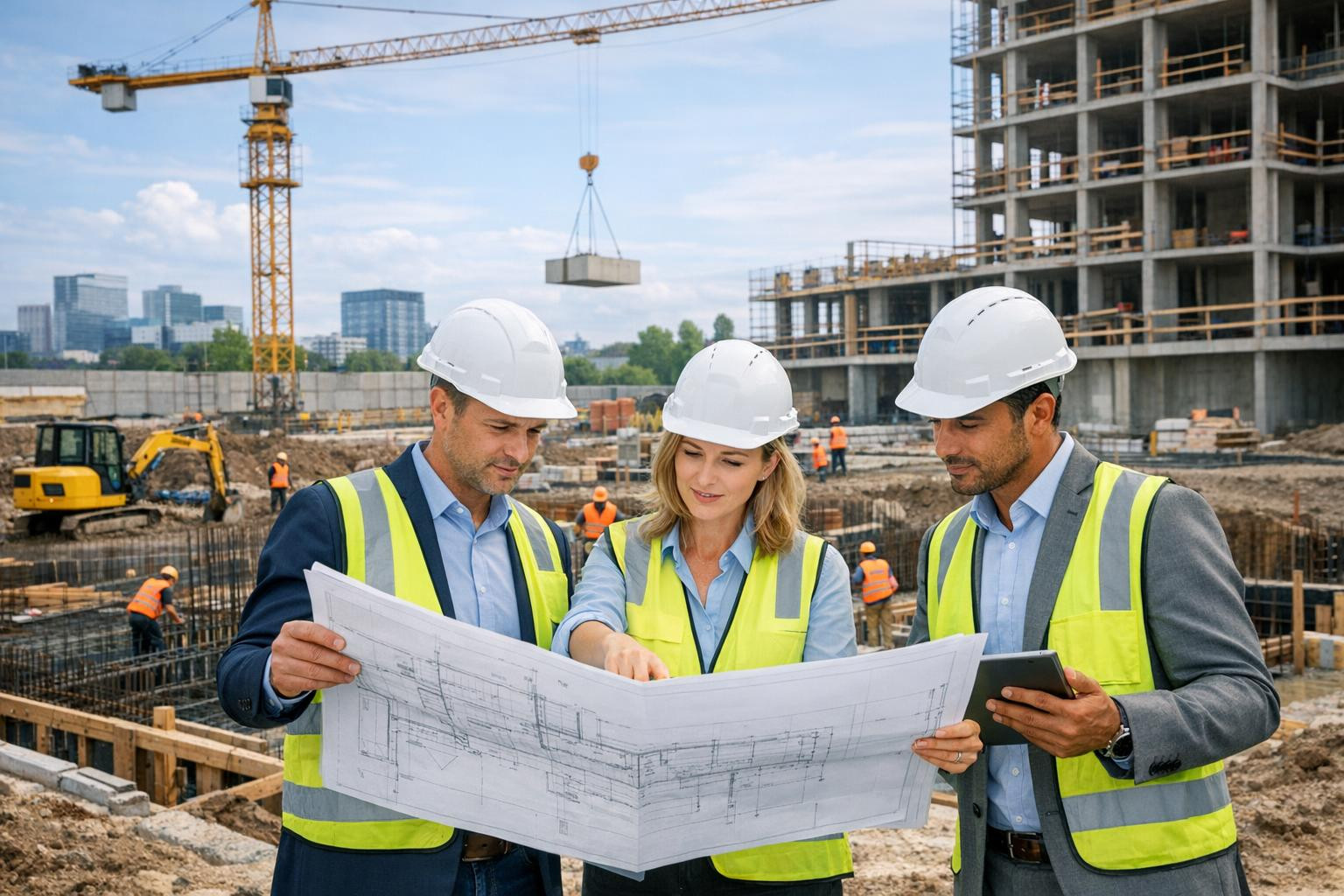 General construction of new buildings with clear time planning ...