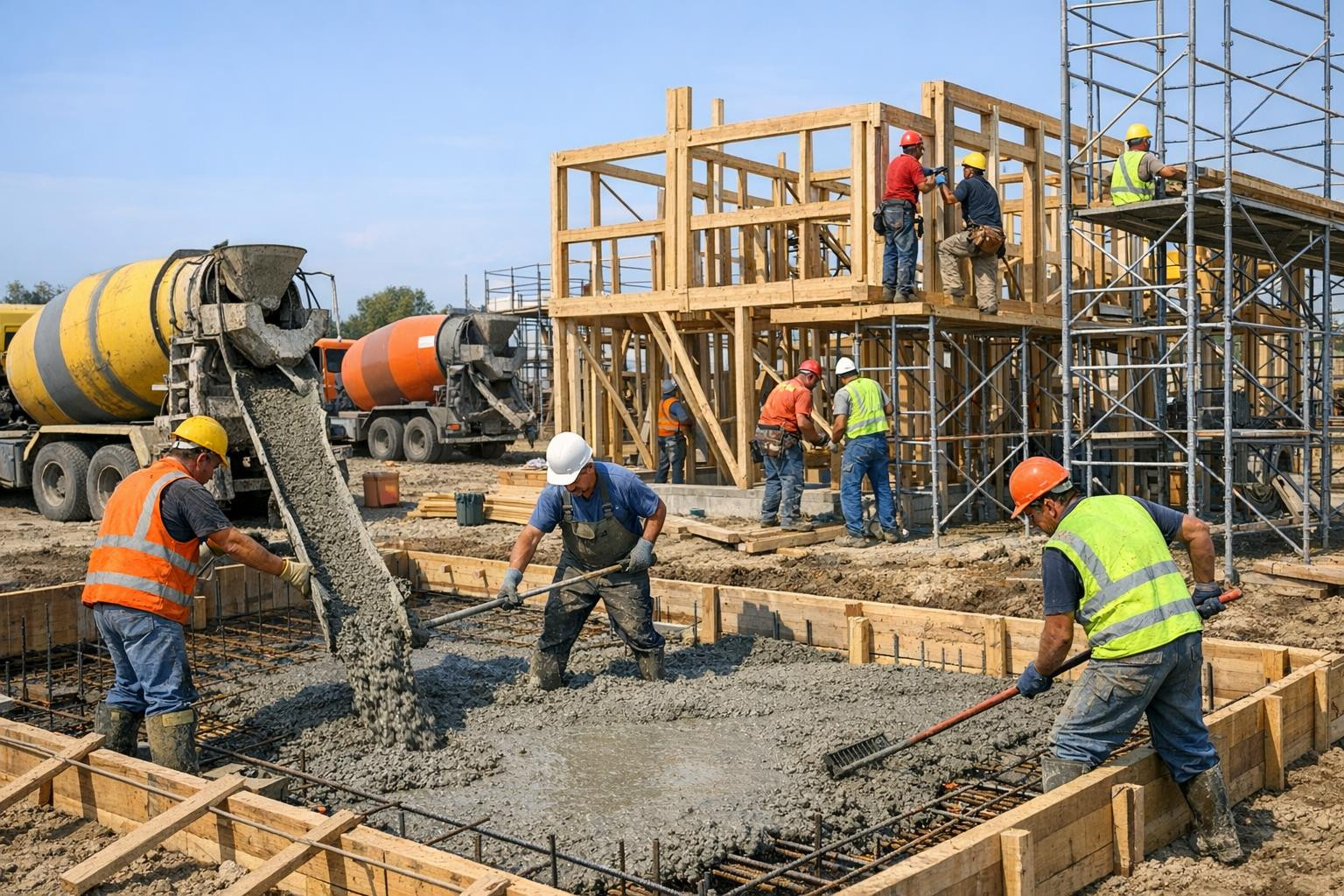 Design works that create a foundation for permanent construction     Design works  include professional foundation construction, building cascade construction, 