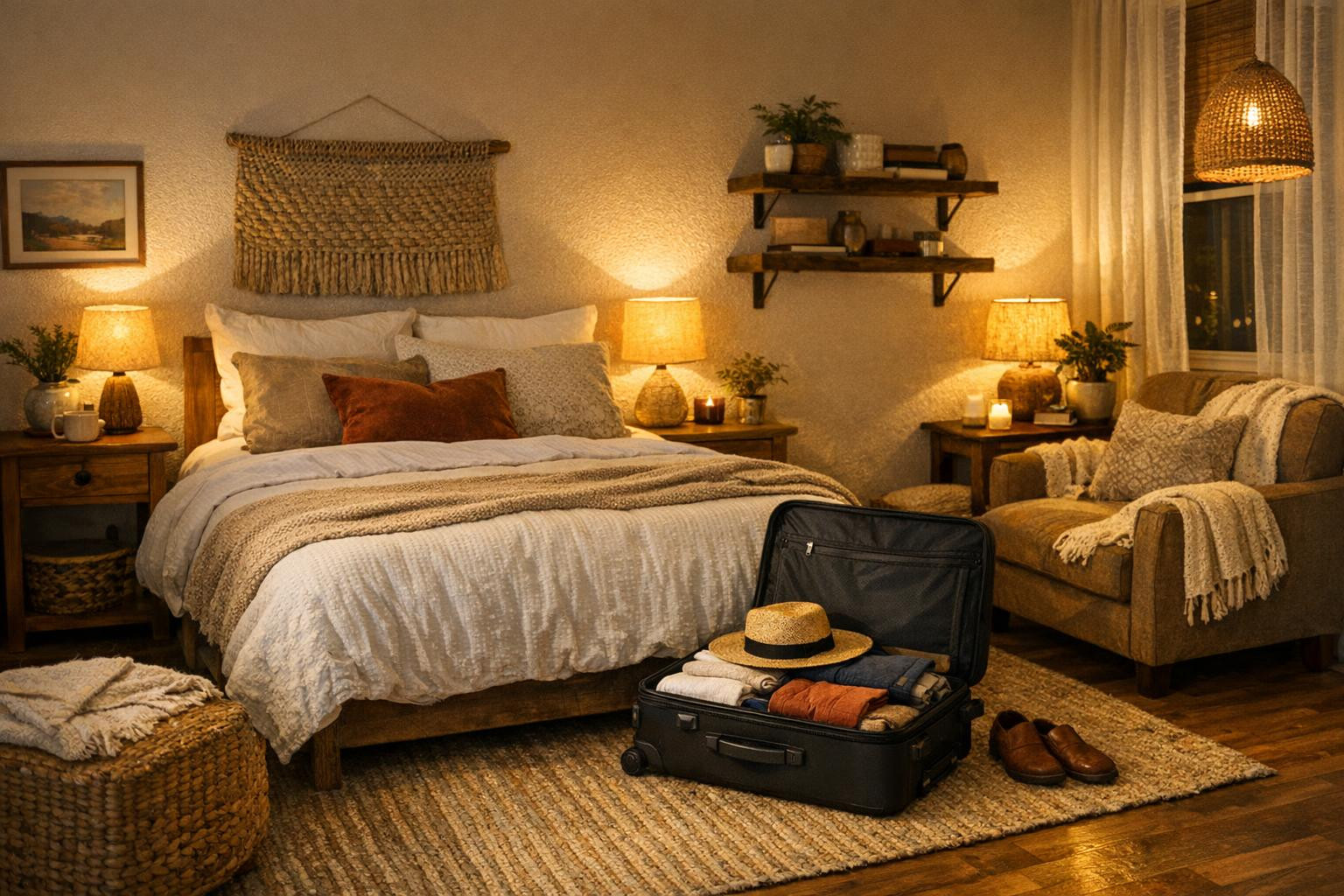 A comfortable and unprotected short-term accommodation in a city or business trip     A short-term accommodation   offers fully equipped, furnished apartments a