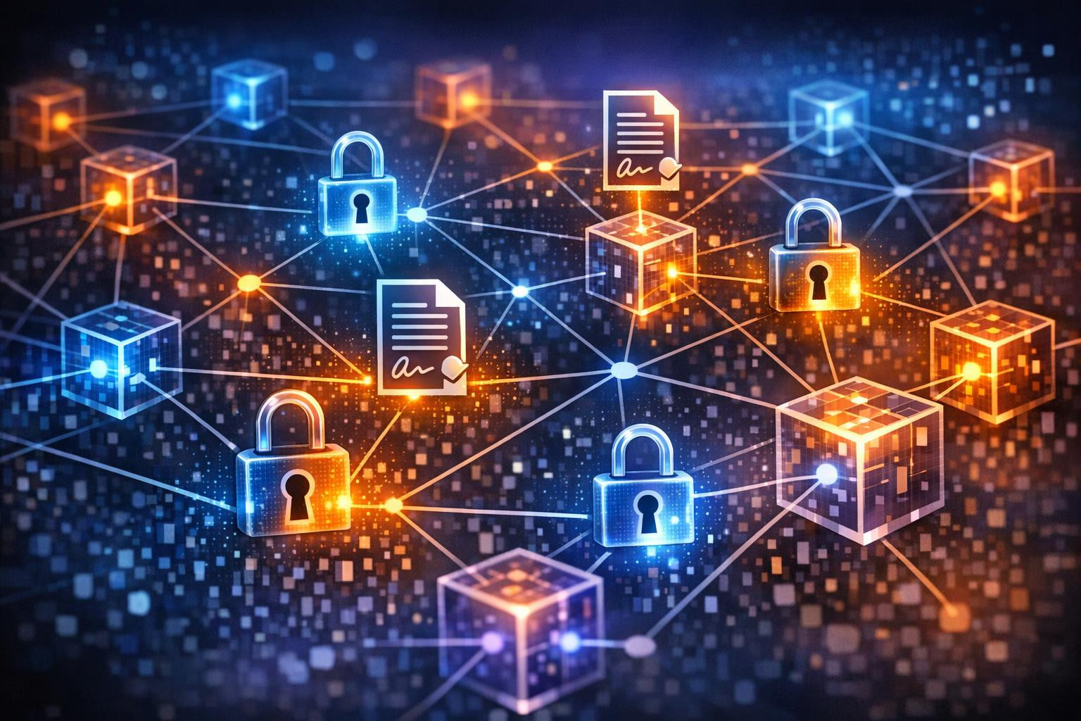 What does the solution do?    Lock chain security  and smart contract management combine with end-to-end cryptographic data protection to provide reliable and a