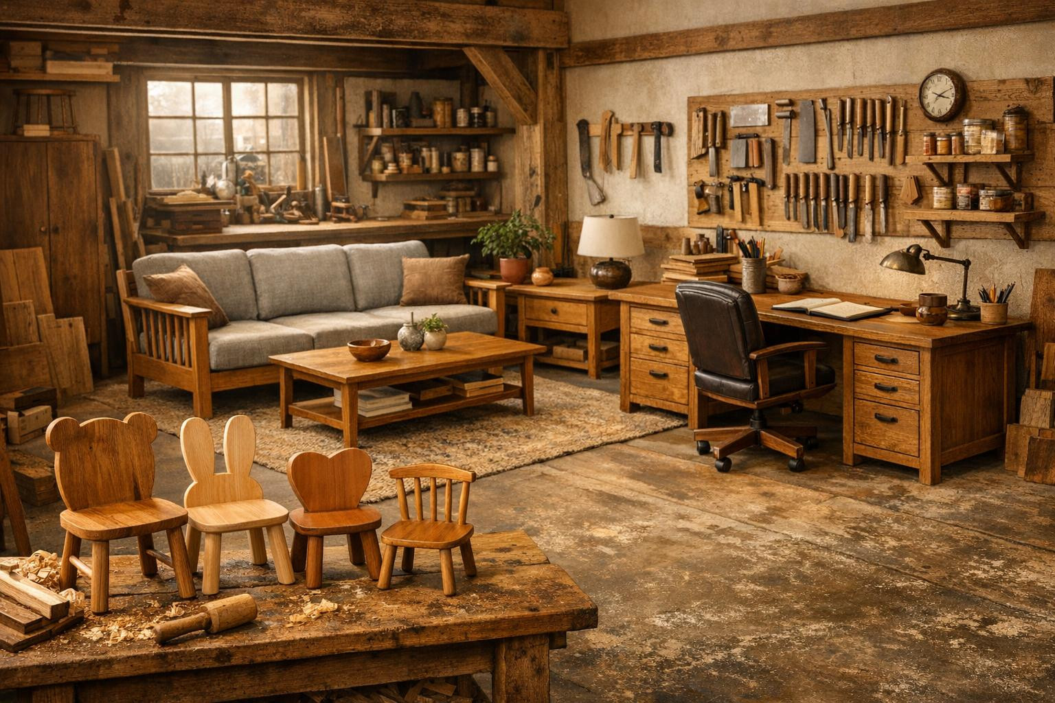 Adapted wood furniture  combines timeless wood design and practical solution in each room. The selection includes special order furniture, safe children's furni