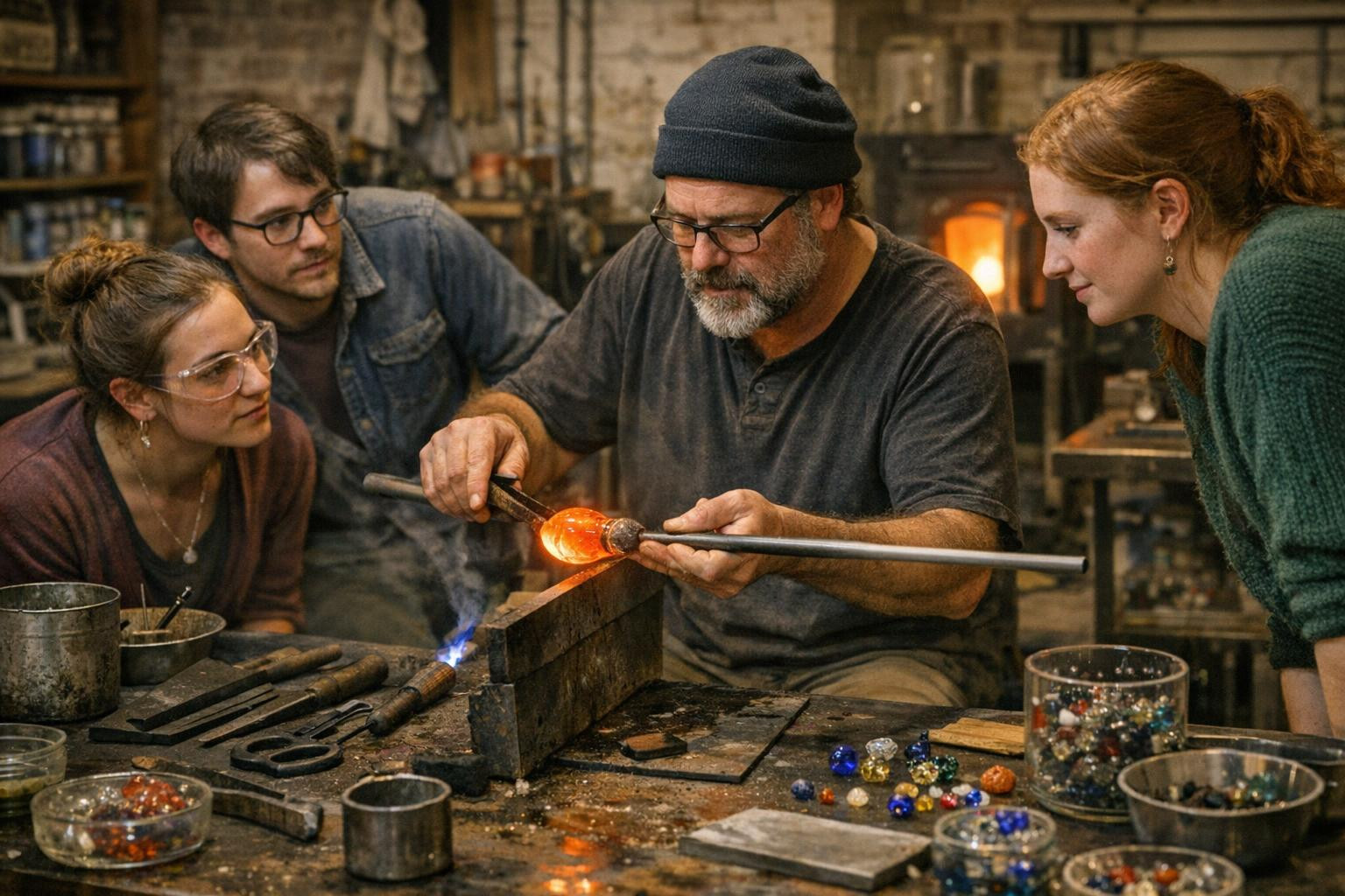 Discover practical skills and conceptual guidance    < Master classes ,  workshops glass  and  residency   combine practical techniques and artistic guidance