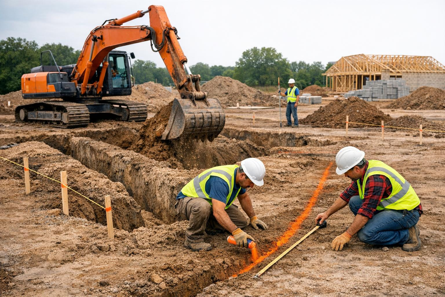 Precise digging and drainage solutions that keep the construction on track    < Full reliability from foundation to drainage.  The professional team ensures 