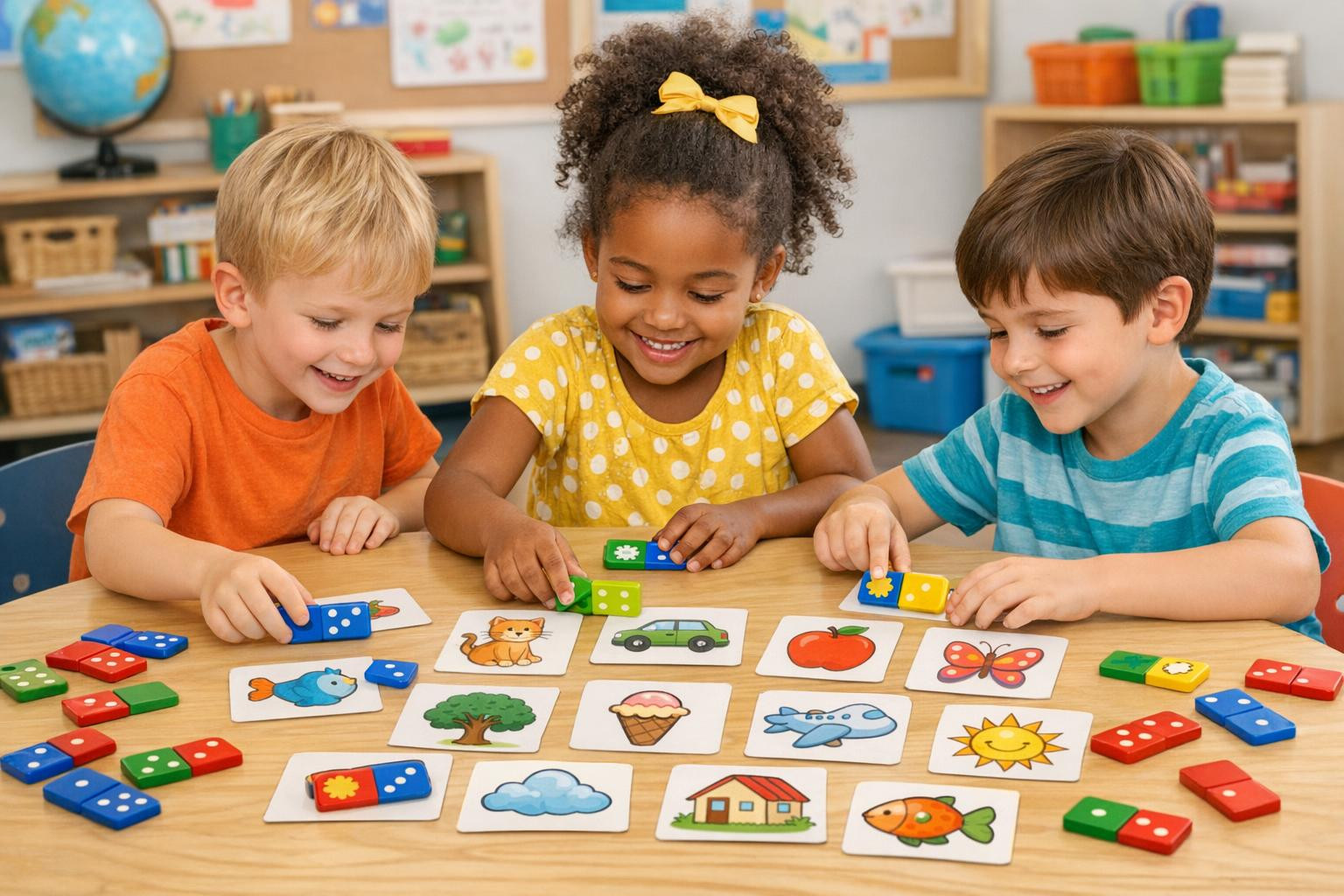 What are the Domino words?    Domino 'Similarly sounded words'  uses classical domino logic to pay attention to the sound and rhythm of words. The game forms a 