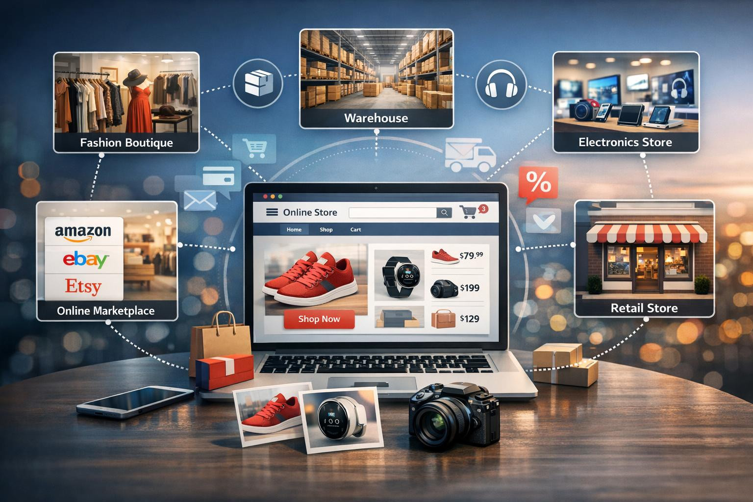 Full e-commerce solution  combines the creation of a professional online store, smooth e-shop management, effective product presentation online and strategic re