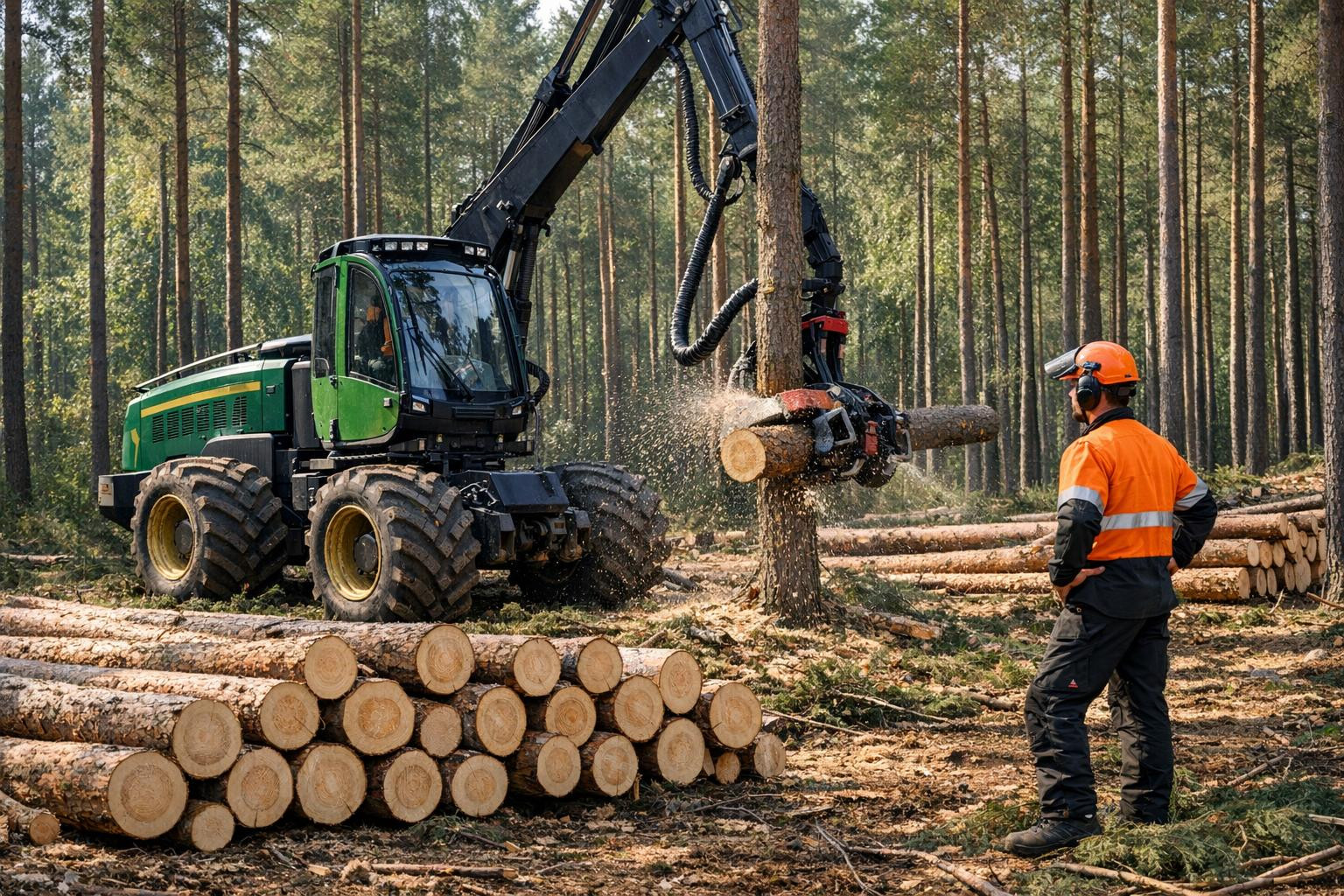 Effective logging   ensures rapid and regular maintenance of the tree in spring, summer or autumn using modern machine-grubbing and strict logging safety standa