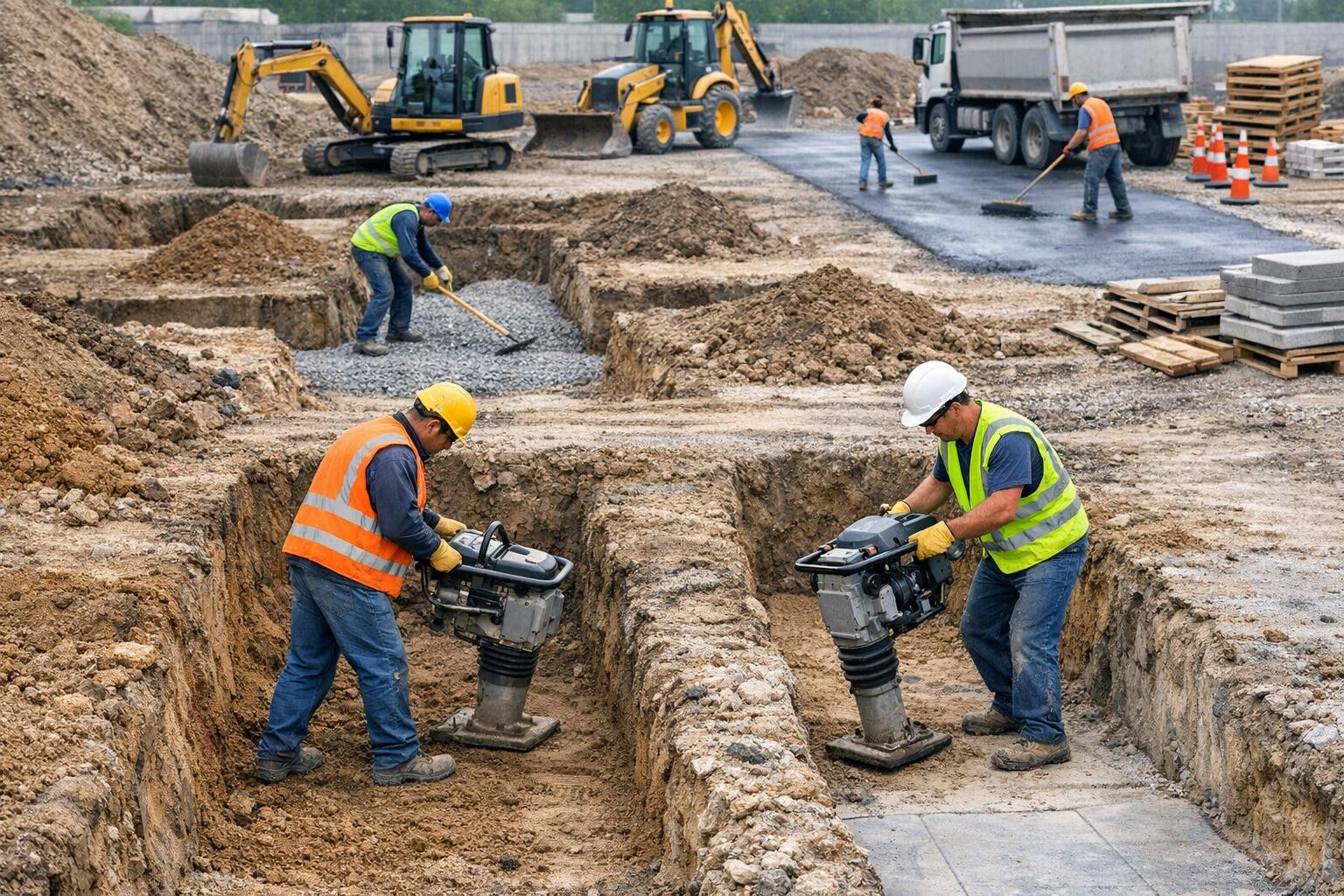 Track construction  covers all stages from well-planned well excavations to soil work and filling of the paths and the cleaning of the surfaces of the final pat