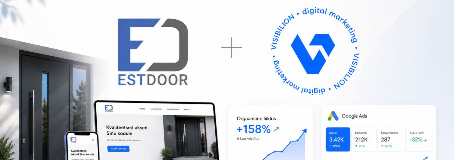 The cooperation between Estdoor OÜ and Visibilion shows how digital marketing for a manufacturing company can work as a complete system. Over two years, we deve