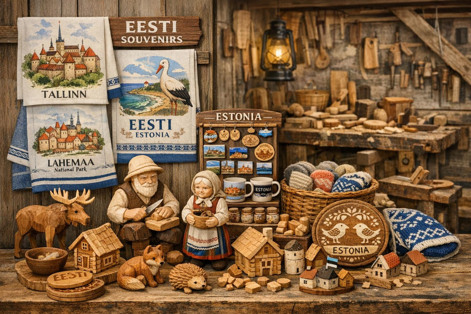 Local style and practicality: authentic selection of Estonian souvenirs    Handmade wood souvenirs  and  textile souvenirs  combine tradition and modern design,