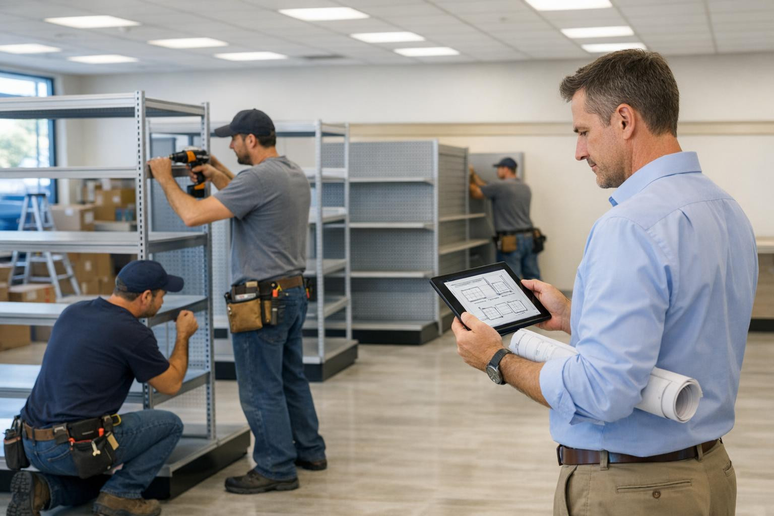 We help companies to design and install premises - from storage and logistics zones to commercial sales and service areas. Our work is simple: to take responsib