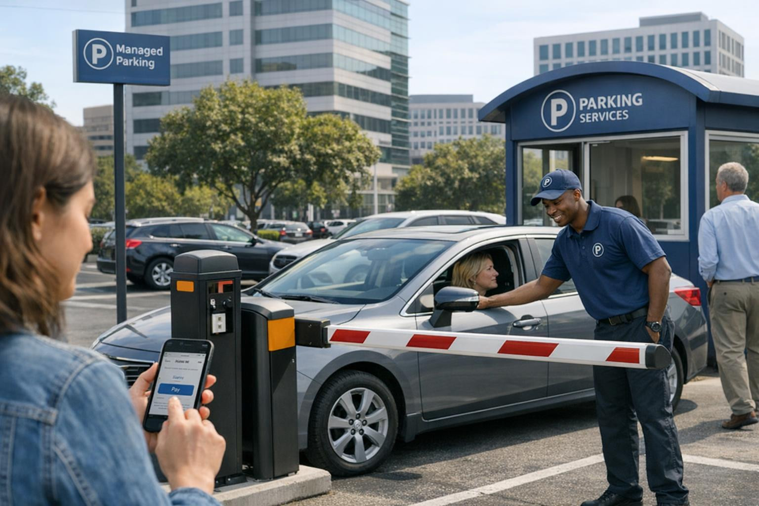 Meie oleme parkimishalduse teenusepakkuja, kes töötab nii kinnisvaraomanike ja haldajate kui ka juhtidega, et muuta parkimine selgemaks ja paremini juhitavaks. 