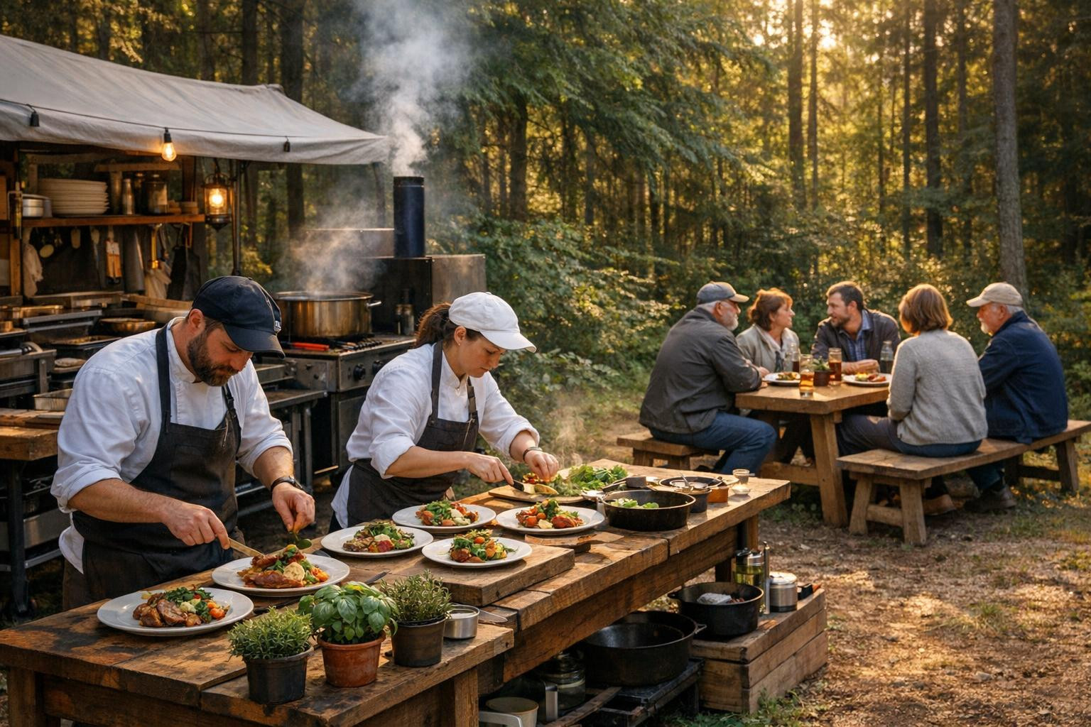 Meie eesmärk on tuua ehtne, loodusele lähedane söömakogemus sinna, kus inimesed juba viibivad — metsa servale, randa või privaatsele hoovi. Soovime pakkuda sooj