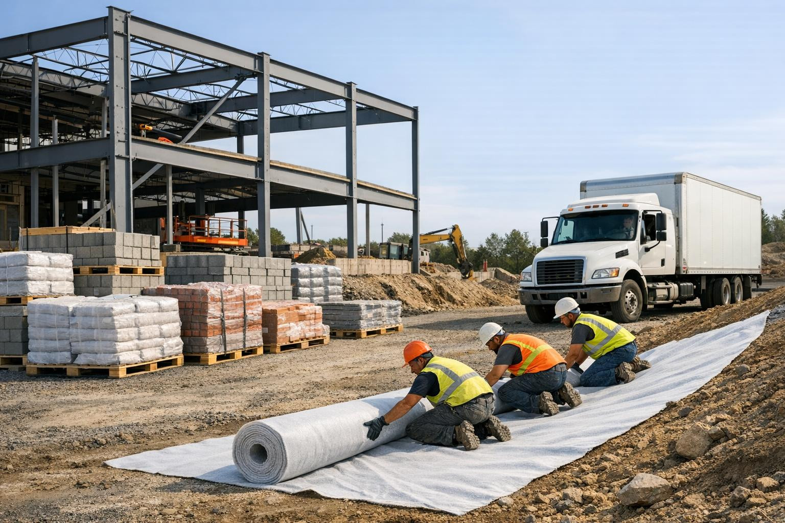 Our company focuses on the integration of construction solutions, where the production of steel structures, geosynthetics and wholesale of construction material