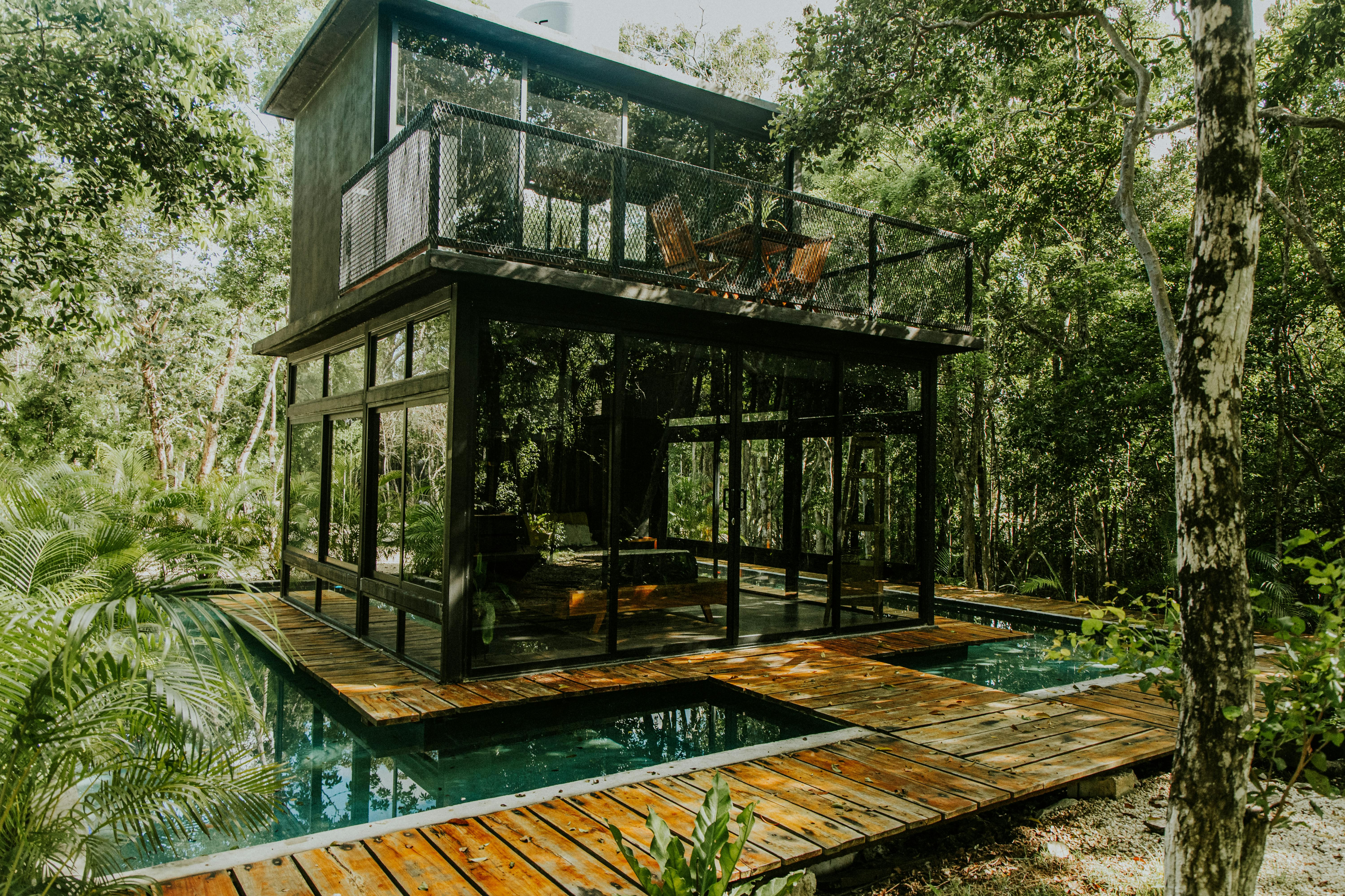 Entertainment rooms in a glass house  create a special environment where the proximity to nature, light-richness and flexible use allow you to organize a memora