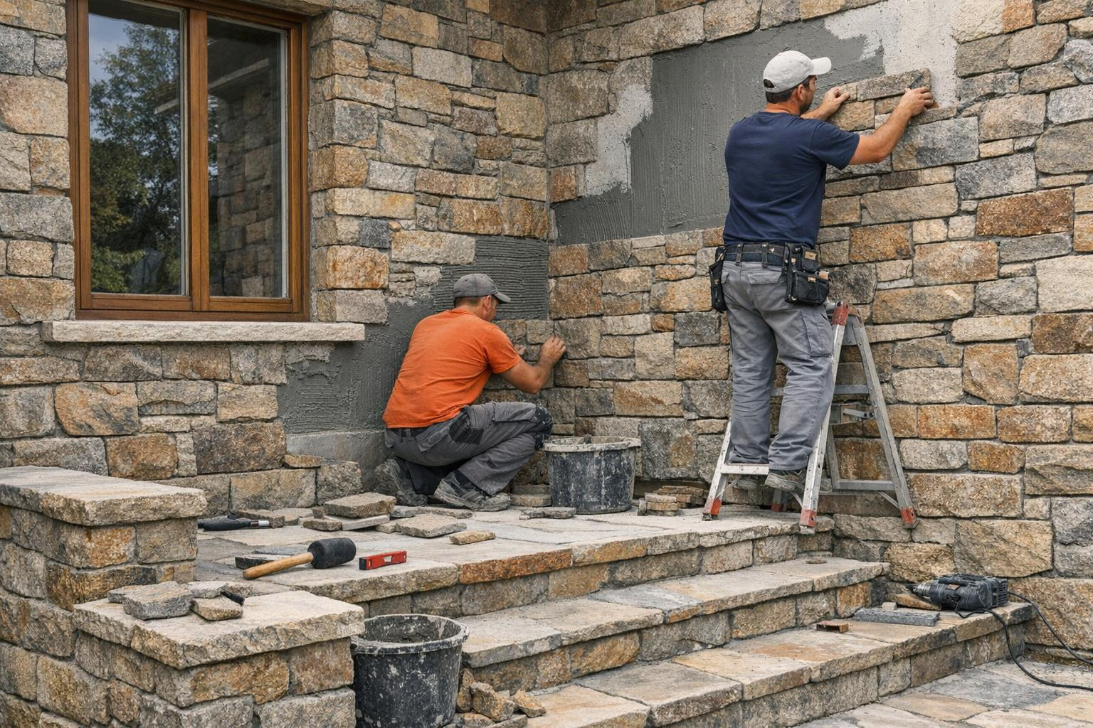 Outer finishing   of natural stone brings timeless beauty and durability to the building, which can withstand Nordic weather and demanding outdoor conditions. P