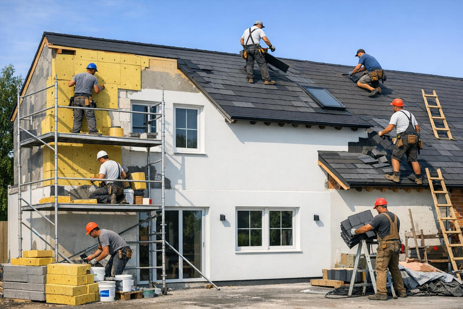 Fassaad and roof  provide the building with a first impression and act as a primary barrier against weather effects. Professional coating and facade solutions i