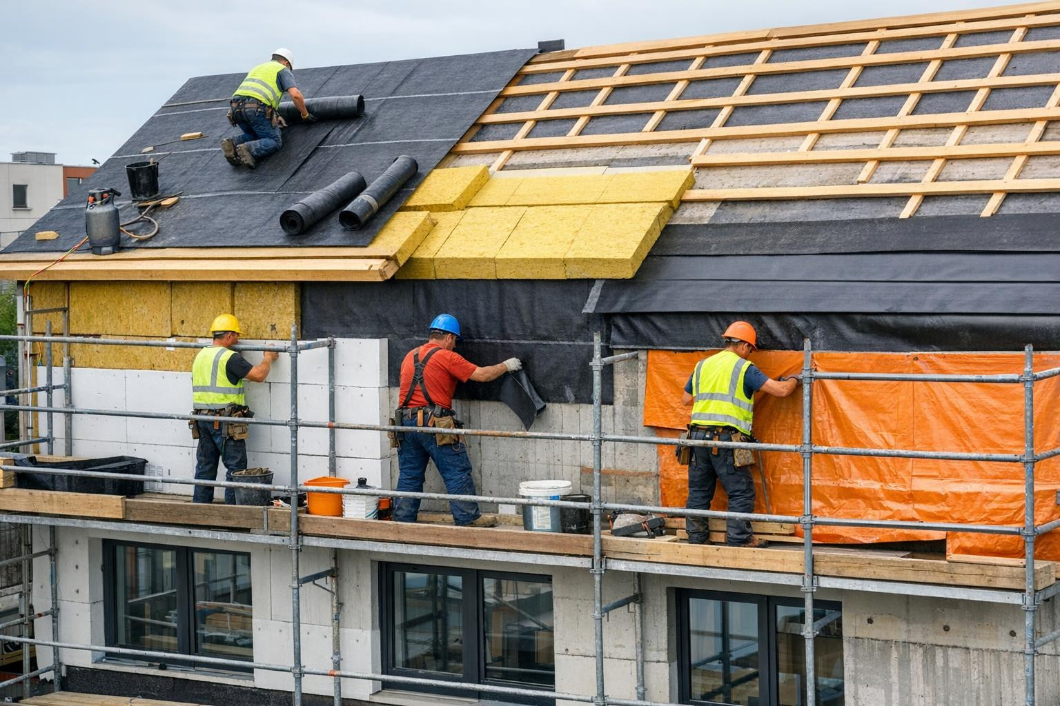 What includes solution Fassation and roof maintenance combines ...